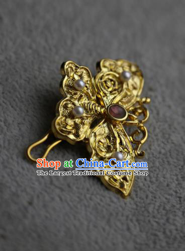 Chinese Ancient Queen Golden Butterfly Hair Claw Hairpins Traditional Hanfu Hair Clip Hair Accessories for Women