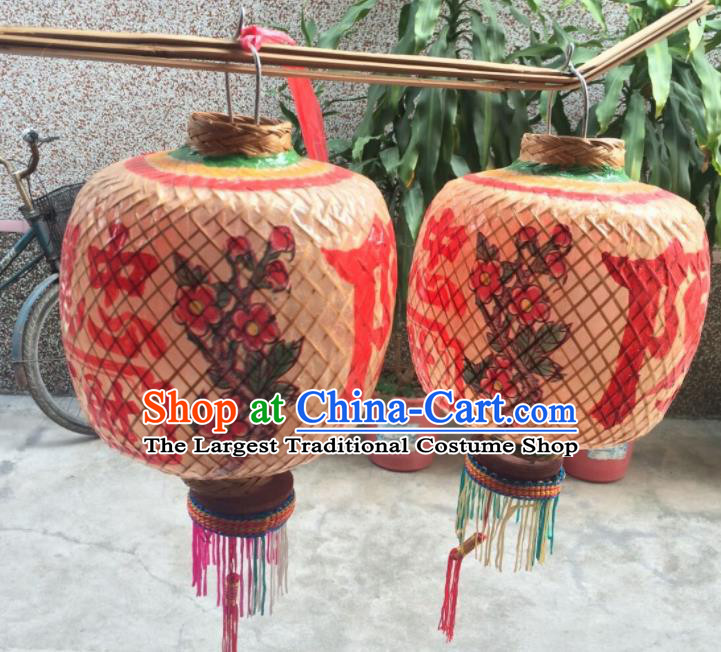 Chinese Traditional Bamboo Weaving Craft Lantern Handmade Dragon Pattern Palace Lanterns