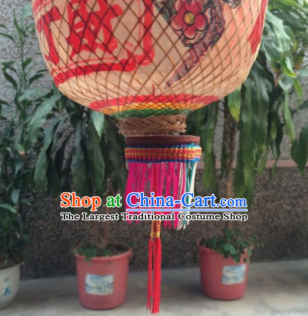 Chinese Traditional Bamboo Weaving Craft Lantern Handmade Dragon Pattern Palace Lanterns