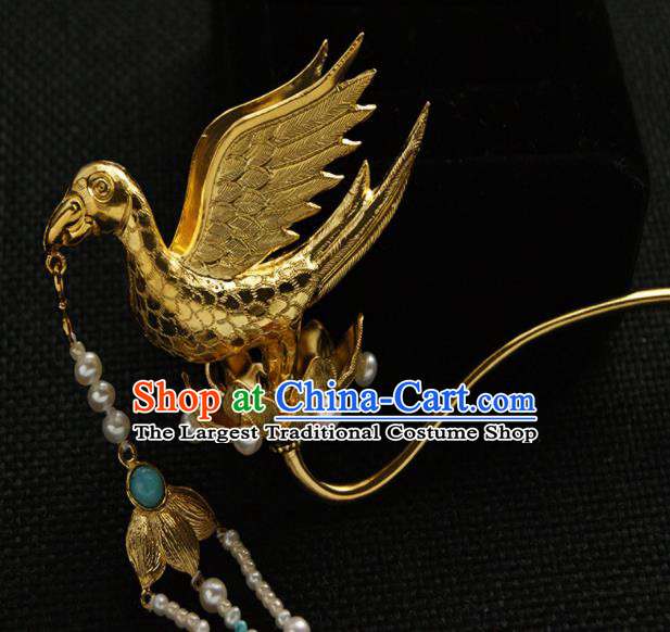 Chinese Ancient Tang Dynasty Queen Parrot Hairpins Tassel Step Shake Traditional Hanfu Hair Accessories for Women