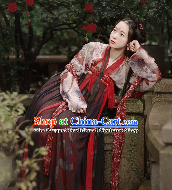 Chinese Traditional Tang Dynasty Palace Lady Replica Costumes Ancient Court Maid Hanfu Dress for Women