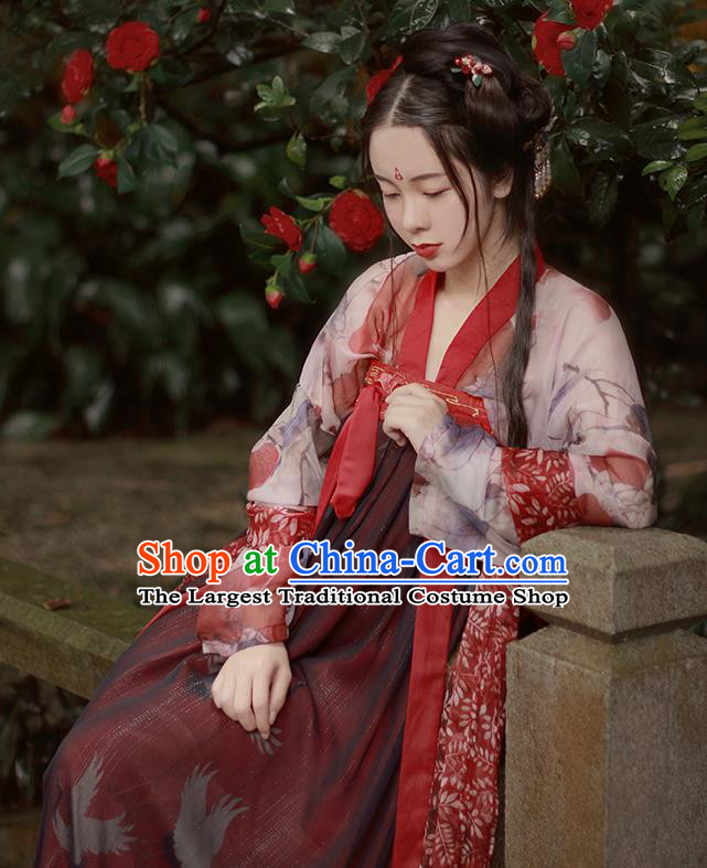 Chinese Traditional Tang Dynasty Palace Lady Replica Costumes Ancient Court Maid Hanfu Dress for Women