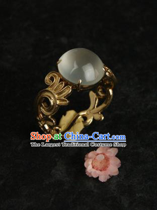 Chinese Ancient Court Opal Ring Traditional Princess Hanfu Jewelry Accessories for Women