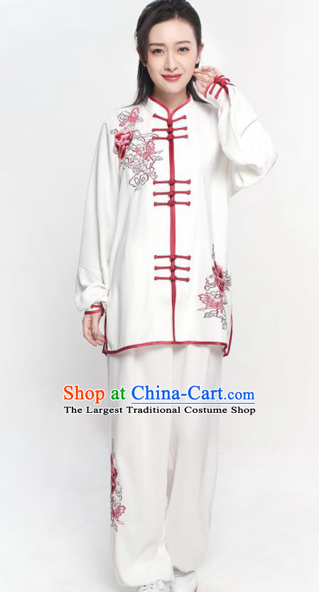 Chinese Traditional Tang Suit Red Embroidered Clothing Martial Arts Tai Chi Competition Costume for Women