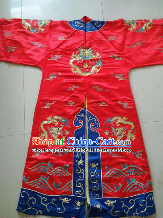 Chinese Traditional Tang Suit Embroidered Red Cheongsam National Costume Qipao Dress for Women