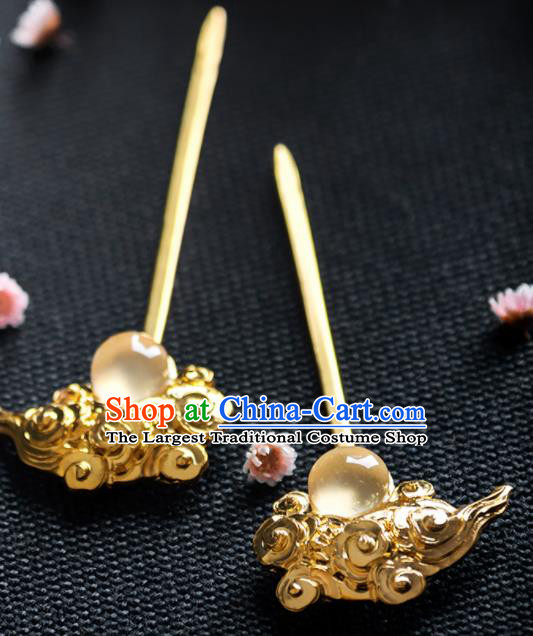 Chinese Ancient Tang Dynasty Queen Opal Cloud Hairpins Traditional Hanfu Hair Accessories for Women