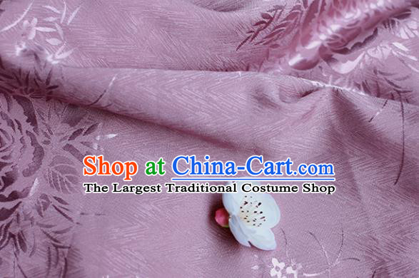Traditional Chinese Royal Peony Pattern Design Violet Brocade Silk Fabric Asian Satin Material