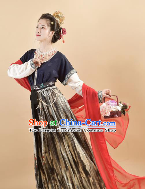 Chinese Traditional Tang Dynasty Palace Princess Replica Costumes Ancient Apsaras Flying Hanfu Dress for Women