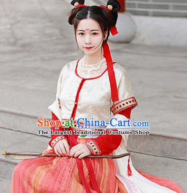 Chinese Traditional Tang Dynasty Palace Lady Replica Costumes Ancient Court Maid Hanfu Dress for Women