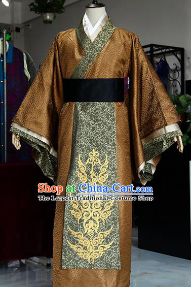Chinese Ancient Drama Ministry Councillor Costumes Traditional Han Dynasty Swordsman Clothing for Men