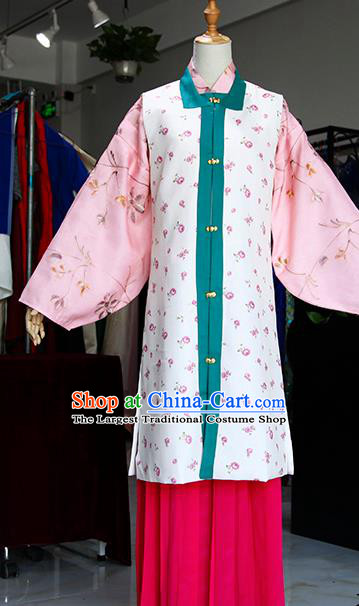 Chinese Ancient Drama Costumes Traditional Ming Dynasty Young Mistress White Dress for Women