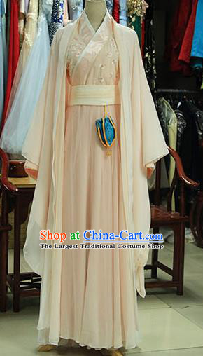 Chinese Ancient Drama Peri Pink Costumes Traditional Ming Dynasty Princess Dress for Women