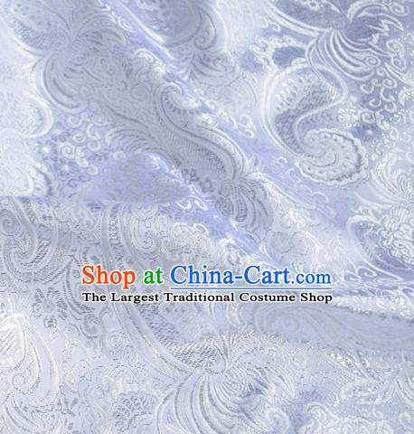 Traditional Chinese Royal Loquat Flower Pattern Design Lilac Brocade Silk Fabric Asian Satin Material