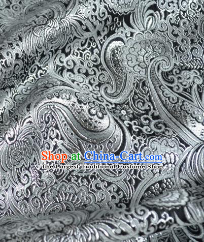 Traditional Chinese Royal Loquat Flower Pattern Design Argent Brocade Silk Fabric Asian Satin Material