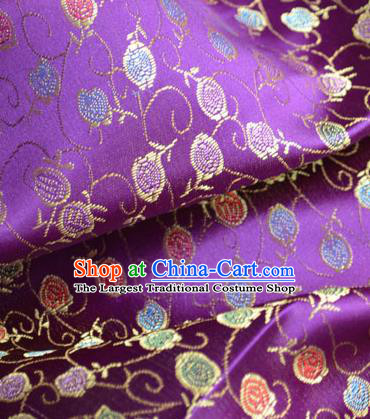 Traditional Chinese Royal Flowers Vine Pattern Design Purple Brocade Silk Fabric Asian Satin Material