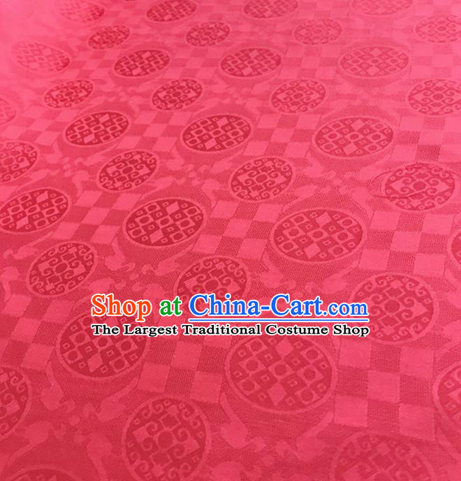 Traditional Chinese Royal Round Pattern Design Rosy Brocade Silk Fabric Asian Satin Material