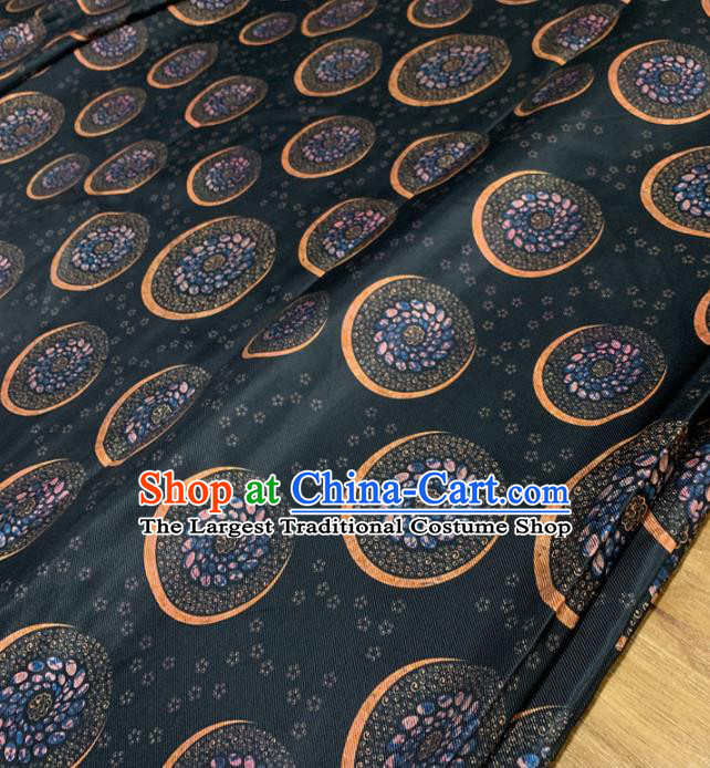 Traditional Chinese Royal Pattern Design Deep Grey Brocade Silk Fabric Asian Satin Material