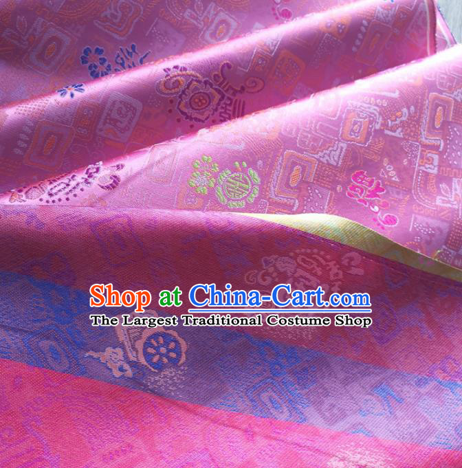 Traditional Chinese Royal Lucky Pattern Design Pink Brocade Silk Fabric Asian Satin Material
