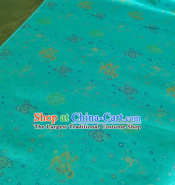Traditional Chinese Royal Lucky Lotus Pattern Design Green Brocade Silk Fabric Asian Satin Material