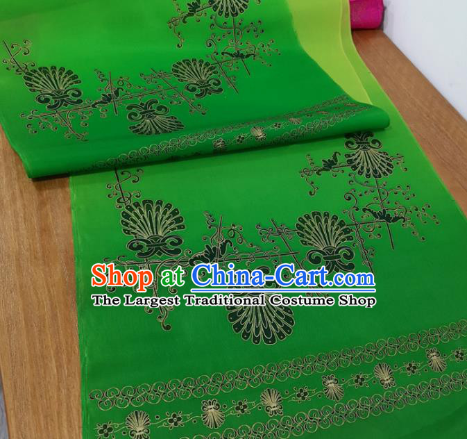 Traditional Chinese Royal Dandelion Pattern Design Deep Green Brocade Silk Fabric Asian Satin Material