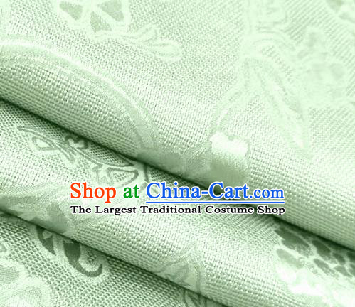 Chinese Traditional Peony Pattern Design Light Green Satin Brocade Fabric Asian Silk Material