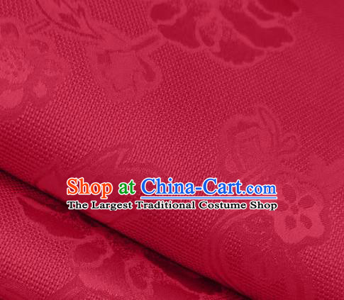 Chinese Traditional Peony Pattern Design Wine Red Satin Brocade Fabric Asian Silk Material