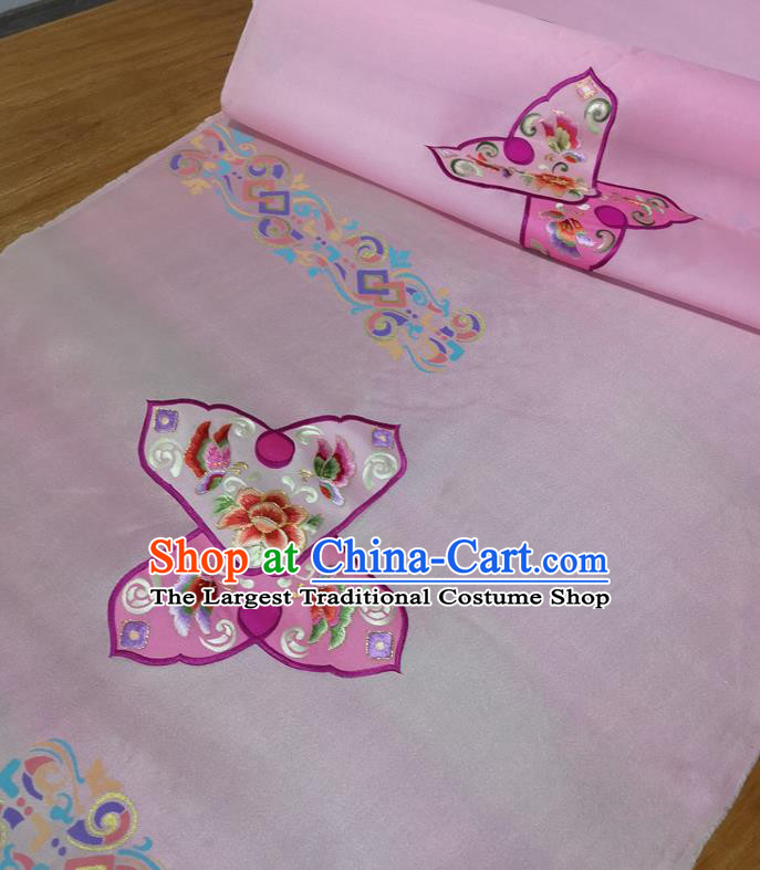 Traditional Chinese Royal Peony Butterfly Pattern Design Pink Silk Fabric Brocade Asian Satin Material