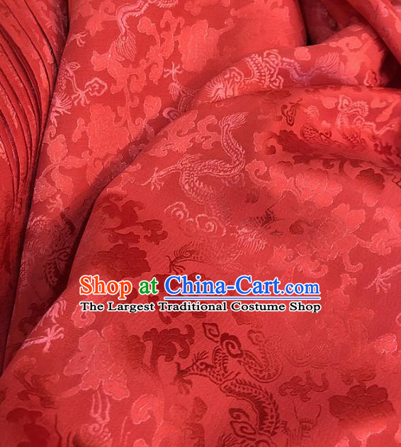 Traditional Chinese Royal Peony Pattern Design Red Brocade Silk Fabric Asian Satin Material