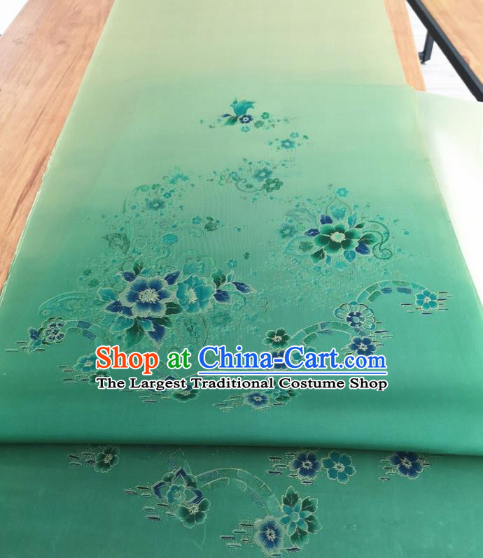 Chinese Traditional Pattern Design Green Silk Fabric Brocade Asian Satin Material