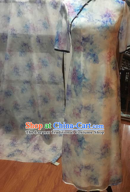 Chinese Traditional Peony Pattern Design Beige Silk Fabric Brocade Asian Satin Material