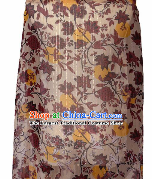 Chinese Traditional Maple Leaf Pattern Design Cheongsam Satin Brocade Fabric Asian Silk Material