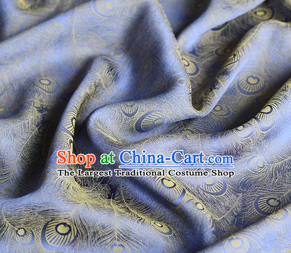 Chinese Traditional Feather Pattern Design Cheongsam Purple Satin Brocade Fabric Asian Silk Material