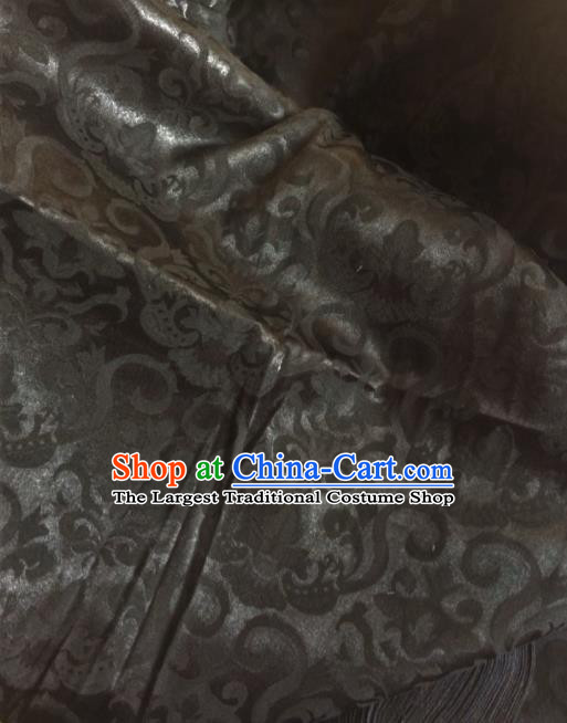 Chinese Traditional Scroll Pattern Design Black Satin Hanfu Brocade Fabric Asian Silk Material