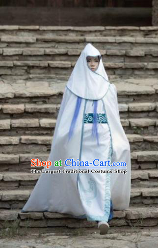 Chinese Ancient Drama Cosplay Dragon Prince Ao Bing White Clothing Traditional Hanfu Swordsman Costume for Men