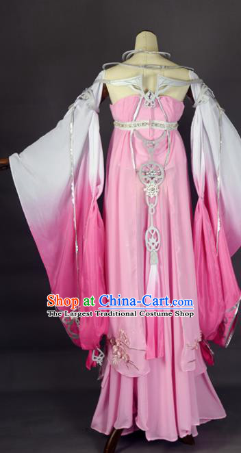 Chinese Ancient Cosplay Peri Pink Dress Traditional Hanfu Female Swordsman Costume for Women