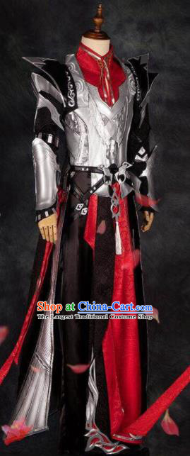 Chinese Ancient Drama Cosplay General Red Armor Clothing Traditional Hanfu Swordsman Costume for Men