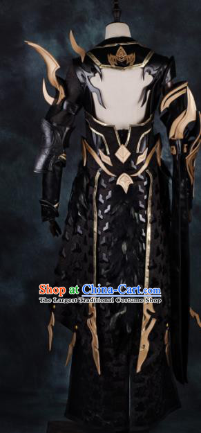 Chinese Ancient Cosplay Heroine Black Armor Female Knight Dress Traditional Hanfu Swordsman Costume for Women