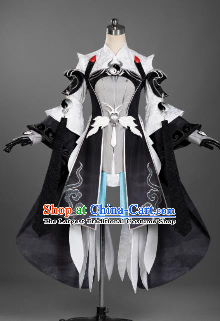 Chinese Ancient Cosplay Taoist Nun Female Knight Black Dress Traditional Hanfu Princess Swordsman Costume for Women