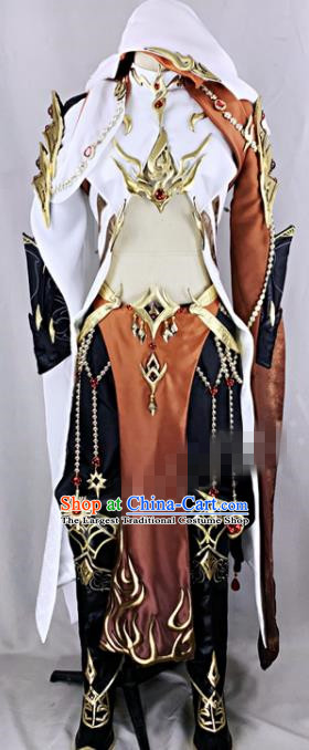 Chinese Ancient Drama Cosplay Young Knight Brown Clothing Traditional Hanfu Swordsman Costume for Men