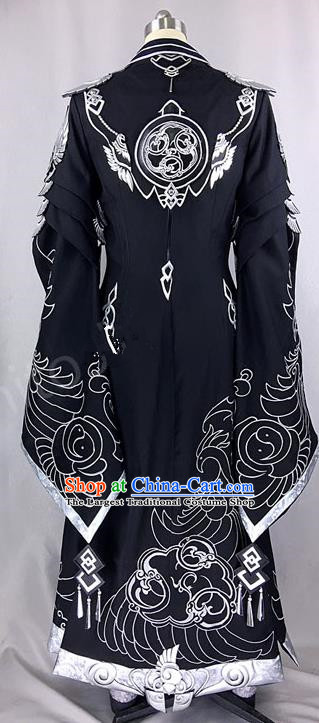 Chinese Ancient Drama Cosplay Royal Highness Black Clothing Traditional Hanfu Swordsman Costume for Men