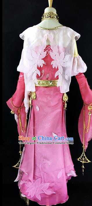 Chinese Ancient Cosplay Heroine Pink Dress Traditional Hanfu Female Swordsman Costume for Women