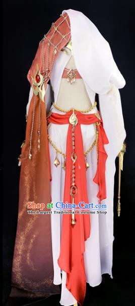 Chinese Ancient Cosplay Heroine White Dress Traditional Hanfu Female Swordsman Costume for Women