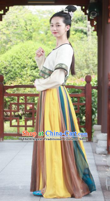Chinese Traditional Tang Dynasty Replica Costumes Ancient Court Maidservants Hanfu Dress for Women