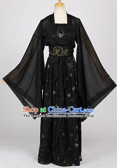 Chinese Ancient Cosplay Peri Black Dress Traditional Hanfu Tang Dynasty Princess Costume for Women