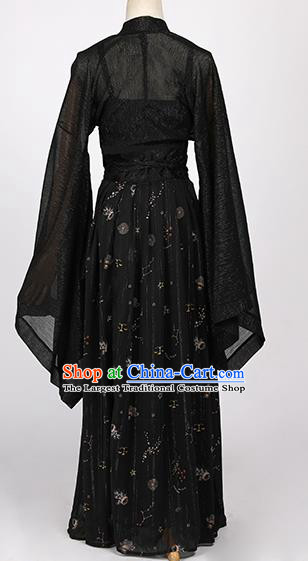 Chinese Ancient Cosplay Peri Black Dress Traditional Hanfu Tang Dynasty Princess Costume for Women