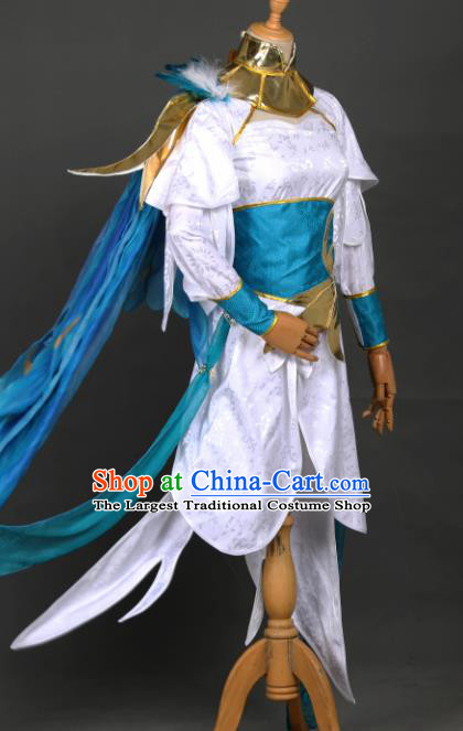 Chinese Ancient Cosplay Game Female Knight White Dress Traditional Hanfu Swordsman Costume for Women