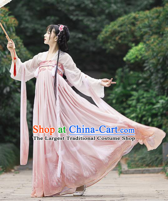 Chinese Ancient Cosplay Game Fairy Princess Pink Dress Traditional Hanfu Imperial Consort Costume for Women