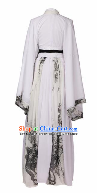 Chinese Ancient Cosplay Game Fairy Swordsman White Dress Traditional Hanfu Imperial Consort Costume for Women