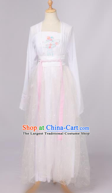 Chinese Ancient Cosplay Fairy Swordsman White Dress Traditional Hanfu Princess Costume for Women