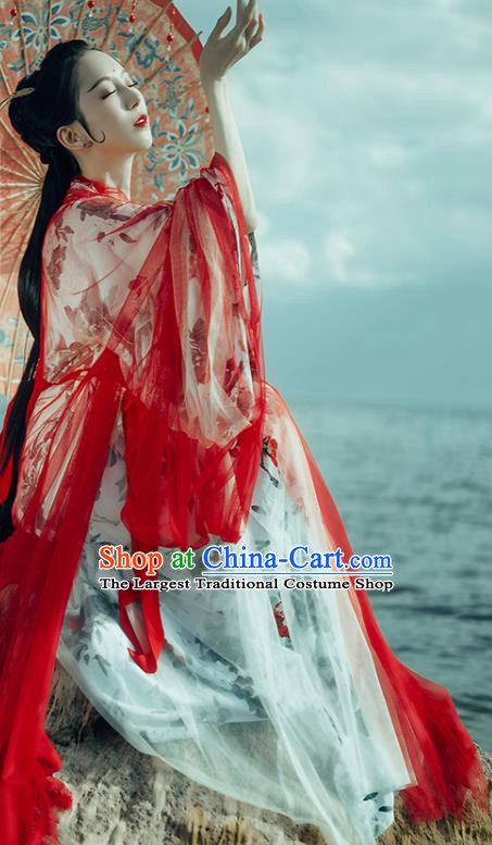 Chinese Traditional Jin Dynasty Court Concubine Replica Costumes Ancient Goddess Imperial Consort Hanfu Dress for Women